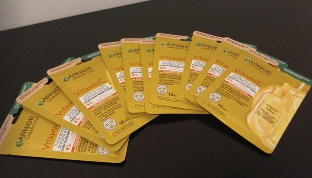10x Garnier SkinActive Vitamine C Glow Booster Serum Masker, Ophalen of Verzenden, Nieuw, Gehele gezicht, Verzorging