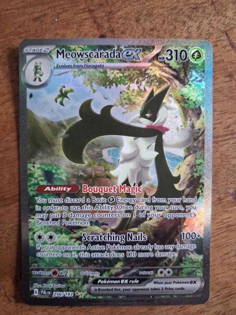 Pokemon Meowscarada EX kaart, Ophalen, Zo goed als nieuw, Losse kaart