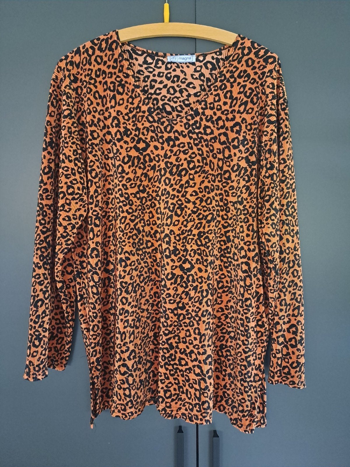 Magna Blouse Maat 46 - Oranje met Luipaardprint, Maat 46/48 (XL) of groter, Oranje, Ophalen of Verzenden, Magna