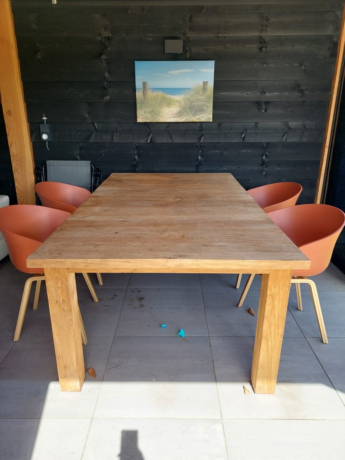 Robuuste eettafel van gerecycled teakhout - 200x115 cm, Huis en Inrichting, Tafels | Eettafels, Gebruikt, 100 tot 150 cm, Teakhout