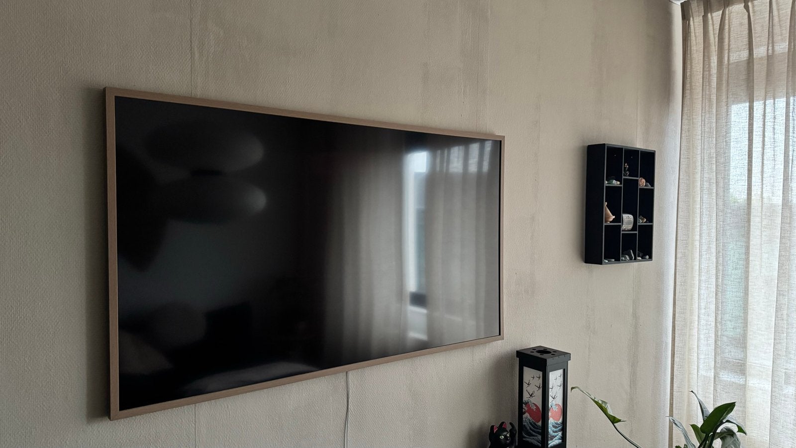 Samsung 55" The Frame QLED 4K TV met teakhout frame, Ophalen, QLED, Zo goed als nieuw, Samsung