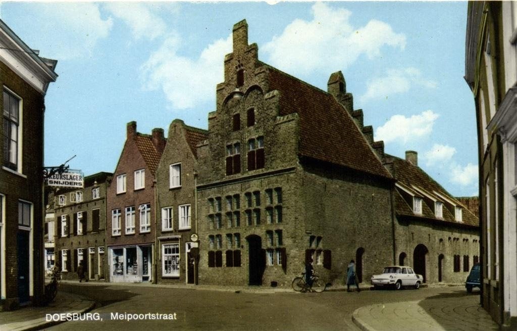 Doesburg, Meipoortstraat - ongelopen, Ophalen of Verzenden, 1960 tot 1980, Ongelopen, Gelderland