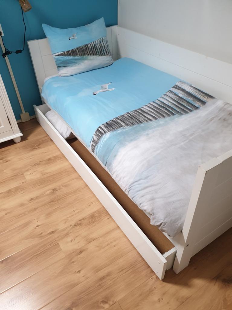 Bedbank met lade 2 stuks, 85 tot 100 cm, Gebruikt, 180 cm of meer, Ophalen