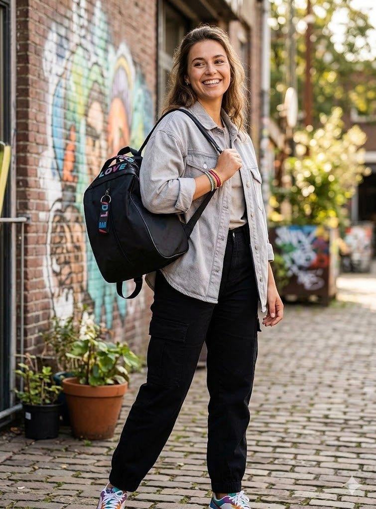 Moderne Dames Rugzak - School, Werk of Casual Tas, 30 tot 40 cm, Rugtas, Zwart, Onbekend