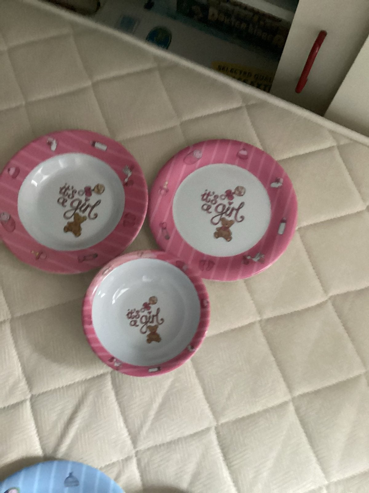'It's a Girl' en 'It's a Boy' servies set, Ophalen of Verzenden, Zo goed als nieuw, Overige typen, Overige merken