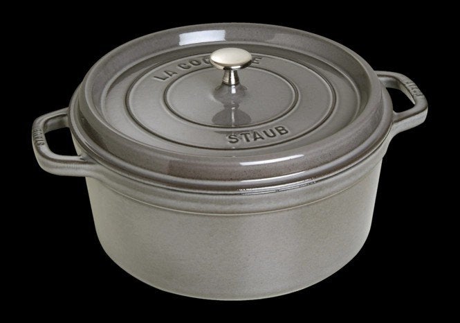 Staub La Cocotte Braadpan Grafietgrijs Rond 28 cm, Huis en Inrichting, Nieuw, Ophalen of Verzenden, Geschikt voor inductie, Overige merken