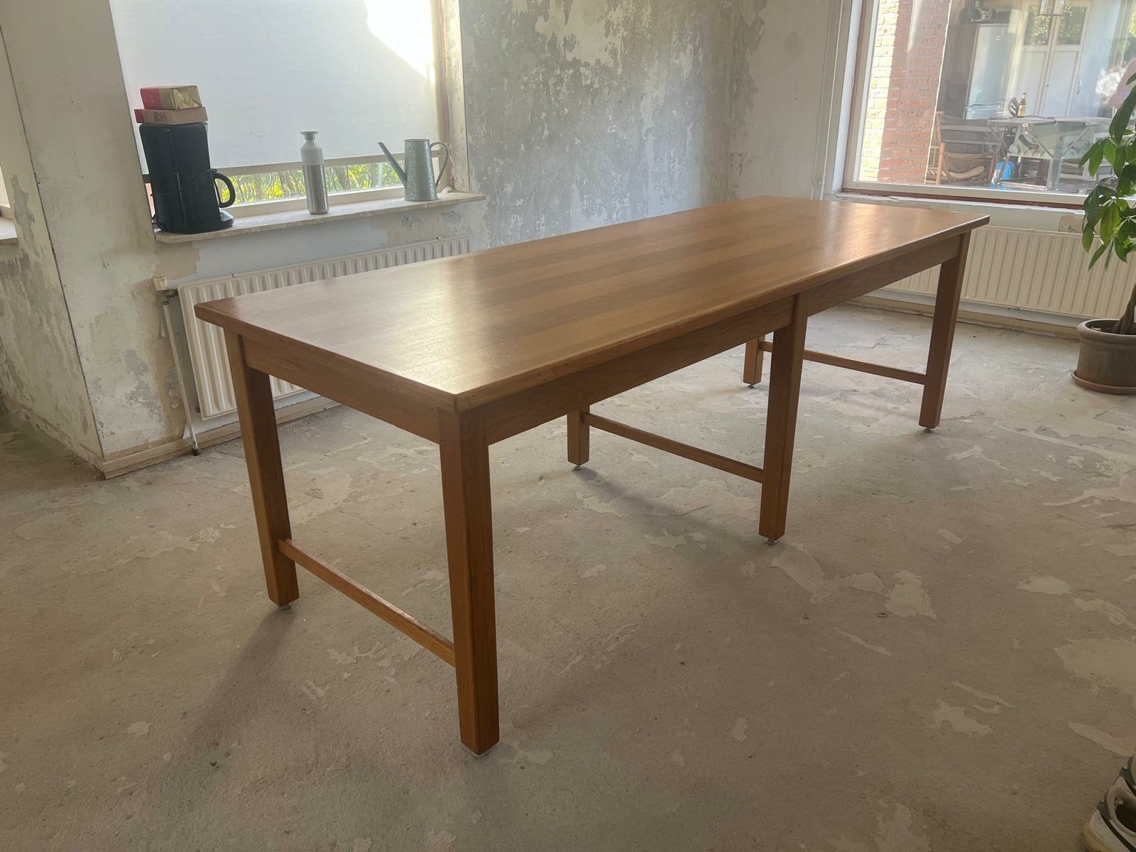 Massief houten tafel, handgemaakt, Ophalen, Gebruikt, 200 cm of meer, 50 tot 100 cm