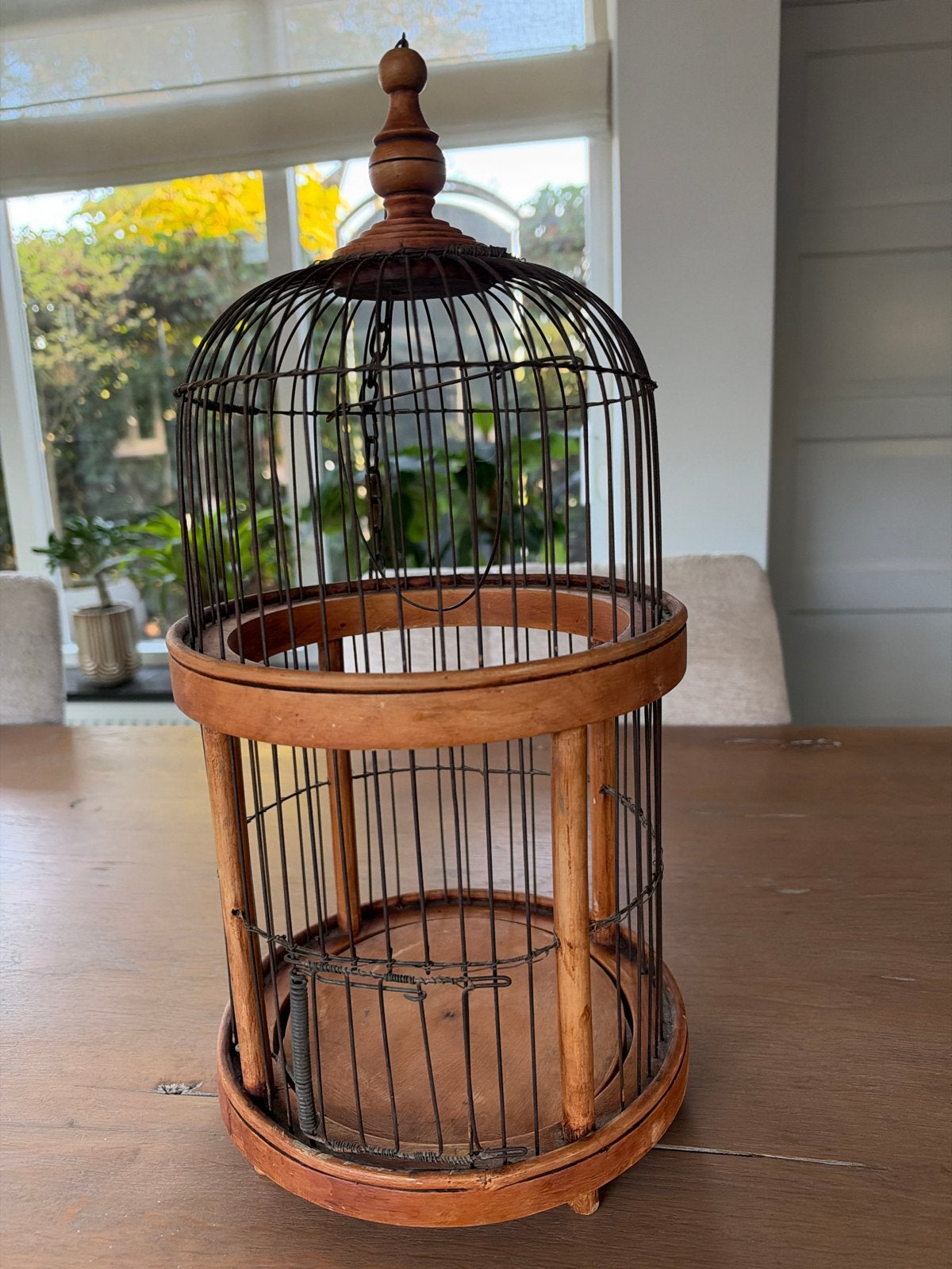 Vogelkooi van hout en metaal - 46 cm hoog, Ophalen of Verzenden