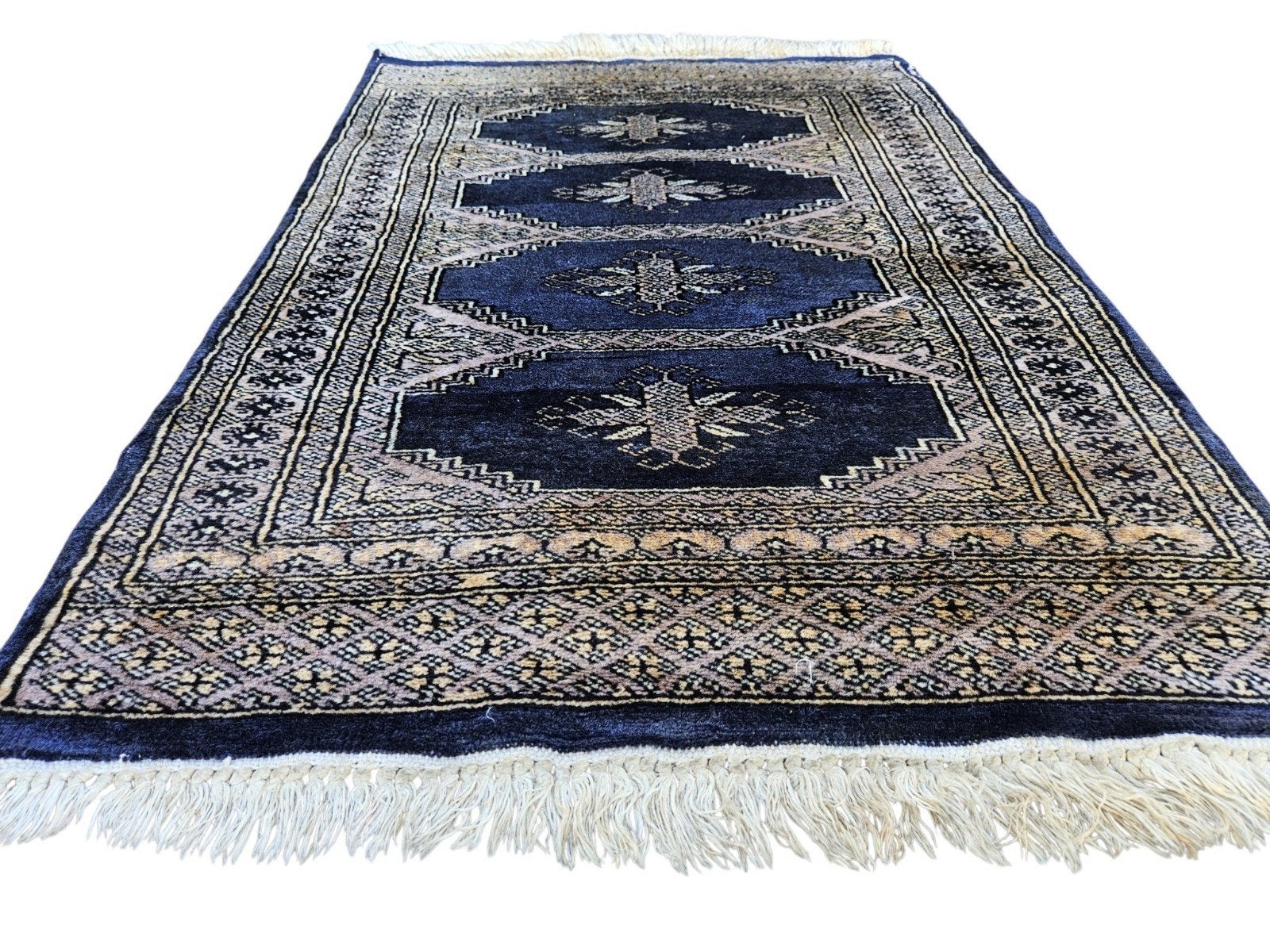 Prachtig handgeknoopt Oosters tapijt, Huis en Inrichting, Gebruikt, 50 tot 100 cm, Blauw, Rechthoekig