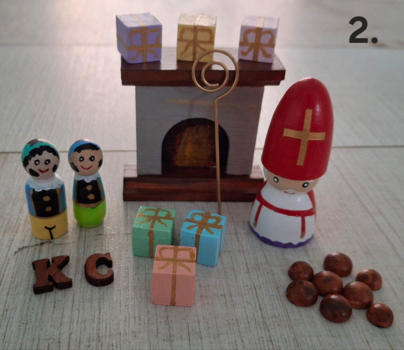 pegdolls Sint met pietjes en schoorsteen, Ophalen of Verzenden, Nieuw
