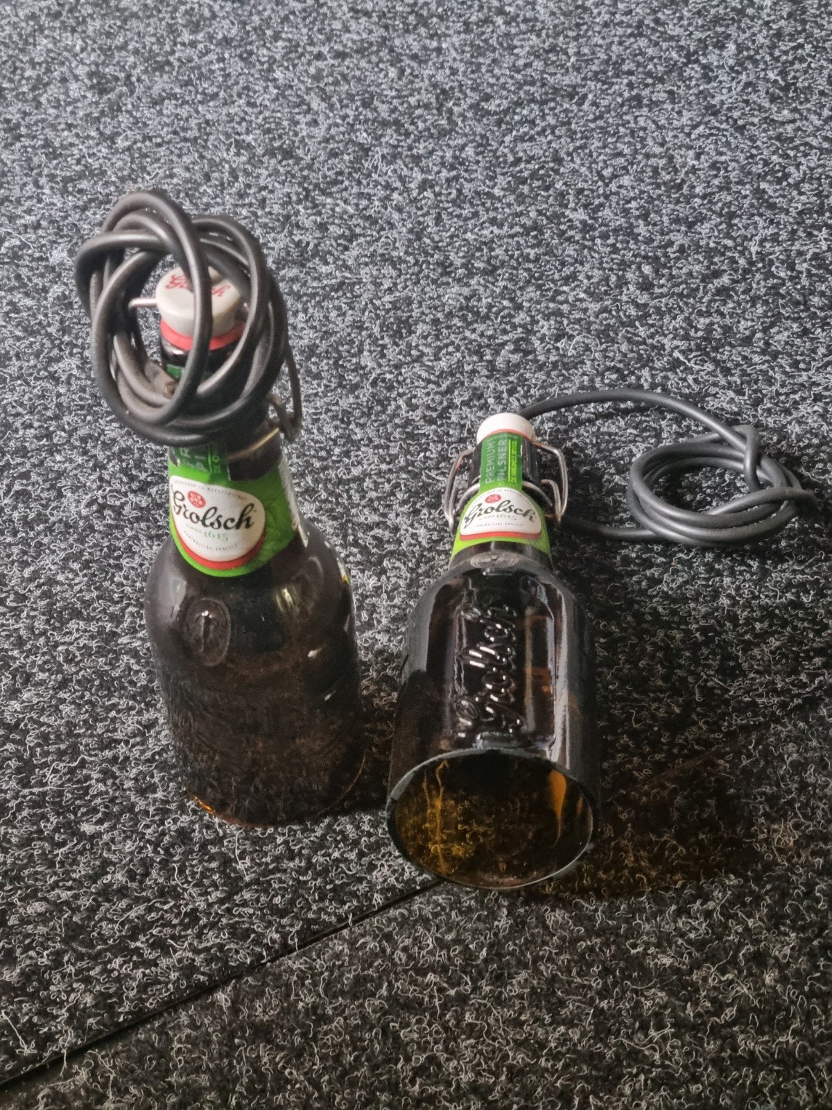 Unieke Grolsch Flessenlampen - Set van 2, Ophalen of Verzenden, Zo goed als nieuw, Overige typen, Grolsch