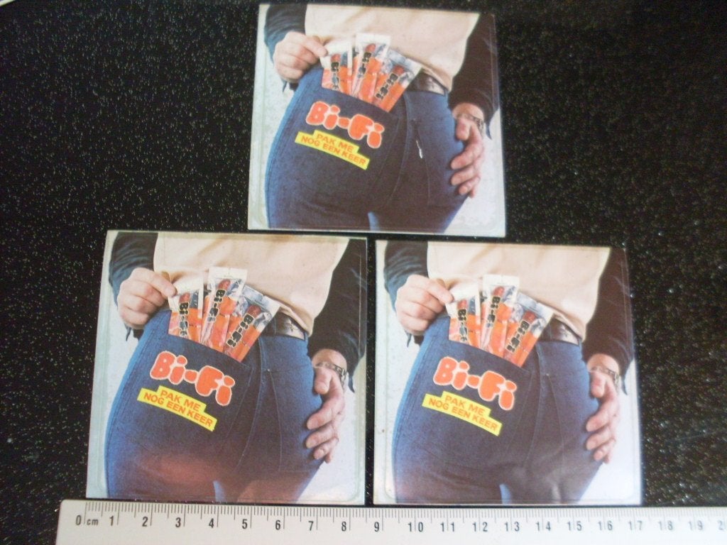 3x sticker Bi-Fi logo pak me nog een keer kontzak, Verzenden, Zo goed als nieuw, Merk