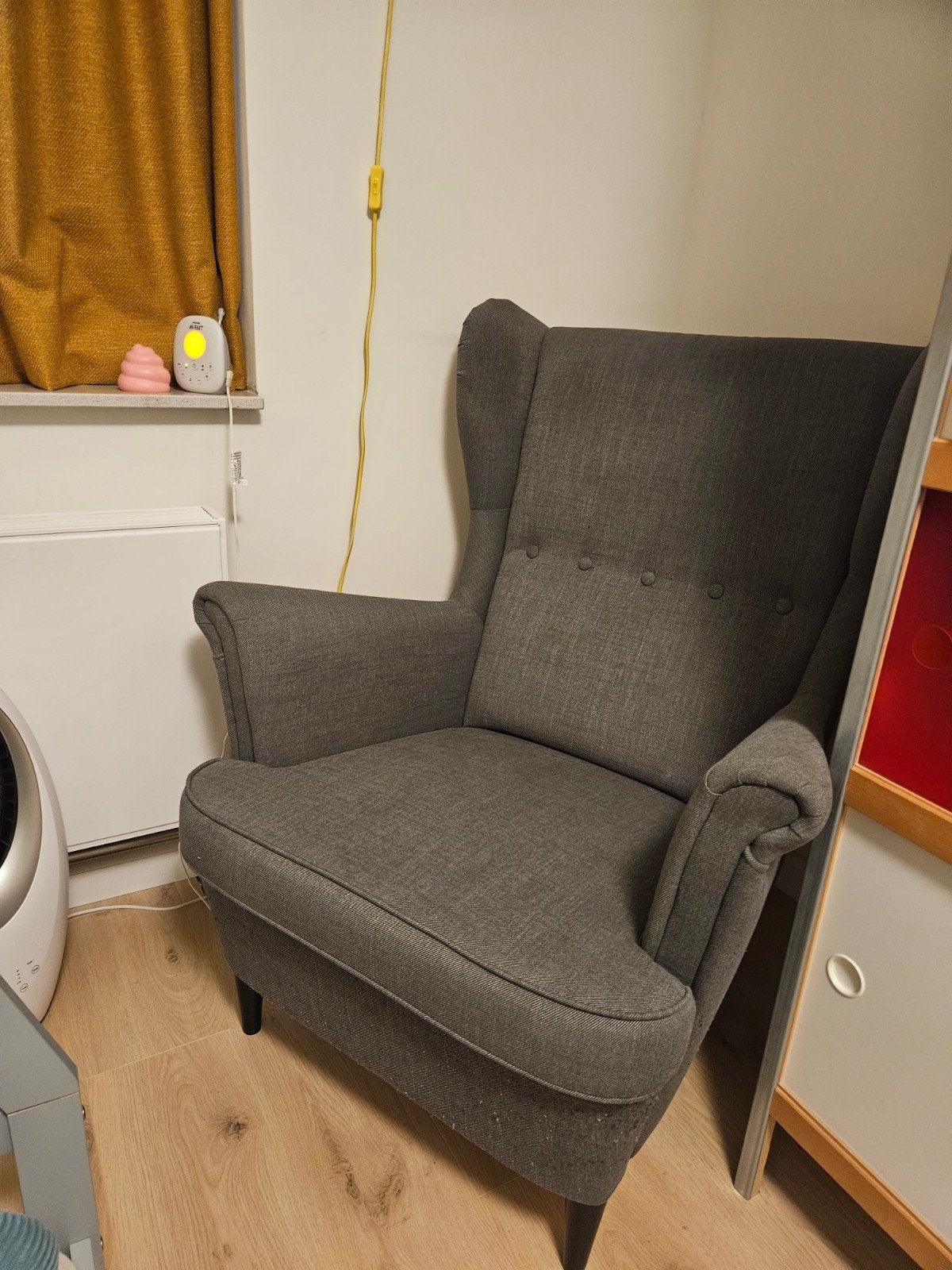 Ikea Strandmon fauteuil grijs, Ophalen, Gebruikt, 75 tot 100 cm, Stof
