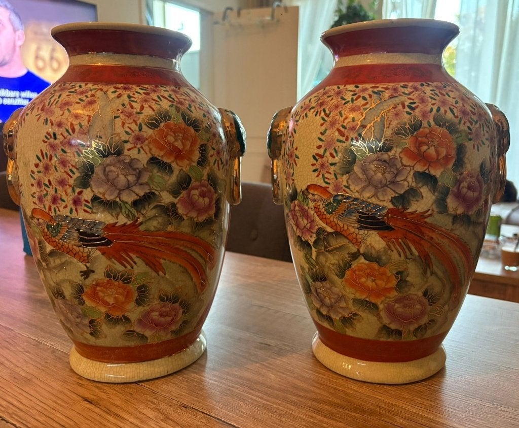 Satsuma handbeschilderde porseleinen vaas, Antiek en Kunst, Ophalen of Verzenden