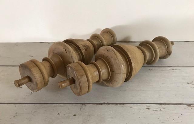 Set van twee Franse vintage houten balusters 30 cm, Ophalen of Verzenden