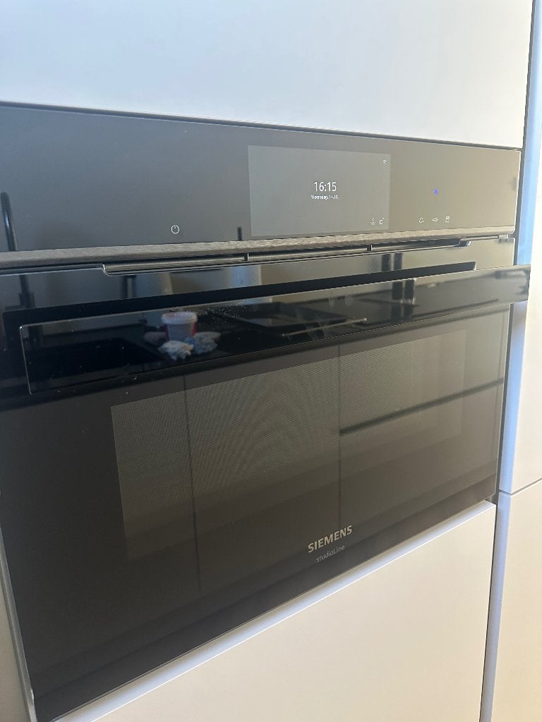 Siemens iQ700 Combistoomoven nis 45 cm (CS958GCB1) (inbouw), Ophalen, Zwart, 50 tot 100 cm, Zo goed als nieuw