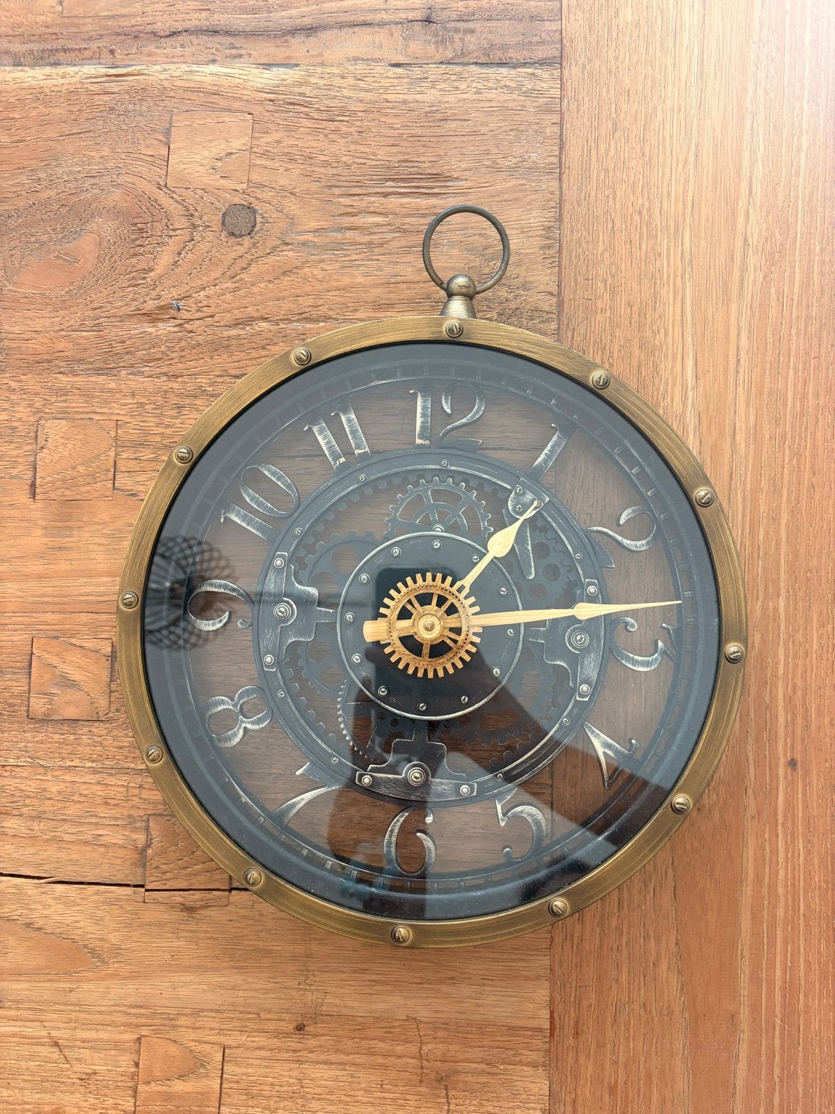 Wandklok met Zichtbaar Uurwerk - Steampunk Stijl, Ophalen of Verzenden, Zo goed als nieuw, Analoog, Wandklok