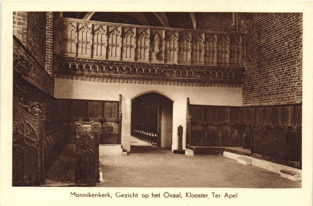 Monnikenkerk, Gezicht op het Oxaal, Klooster Ter Apel - onge, Verzamelen, Ophalen of Verzenden, 1920 tot 1940, Ongelopen, Groningen