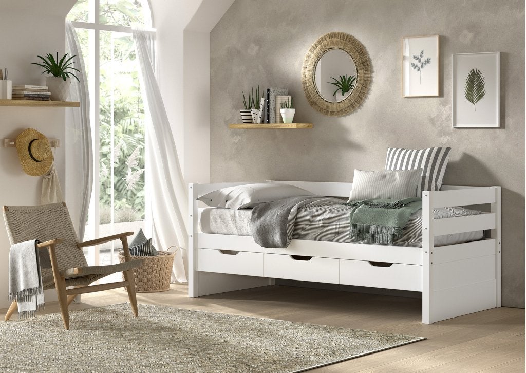 Margrit kajuitbed met lades - 90x200 - Wit, Niet ingevuld, Niet ingevuld, Niet ingevuld