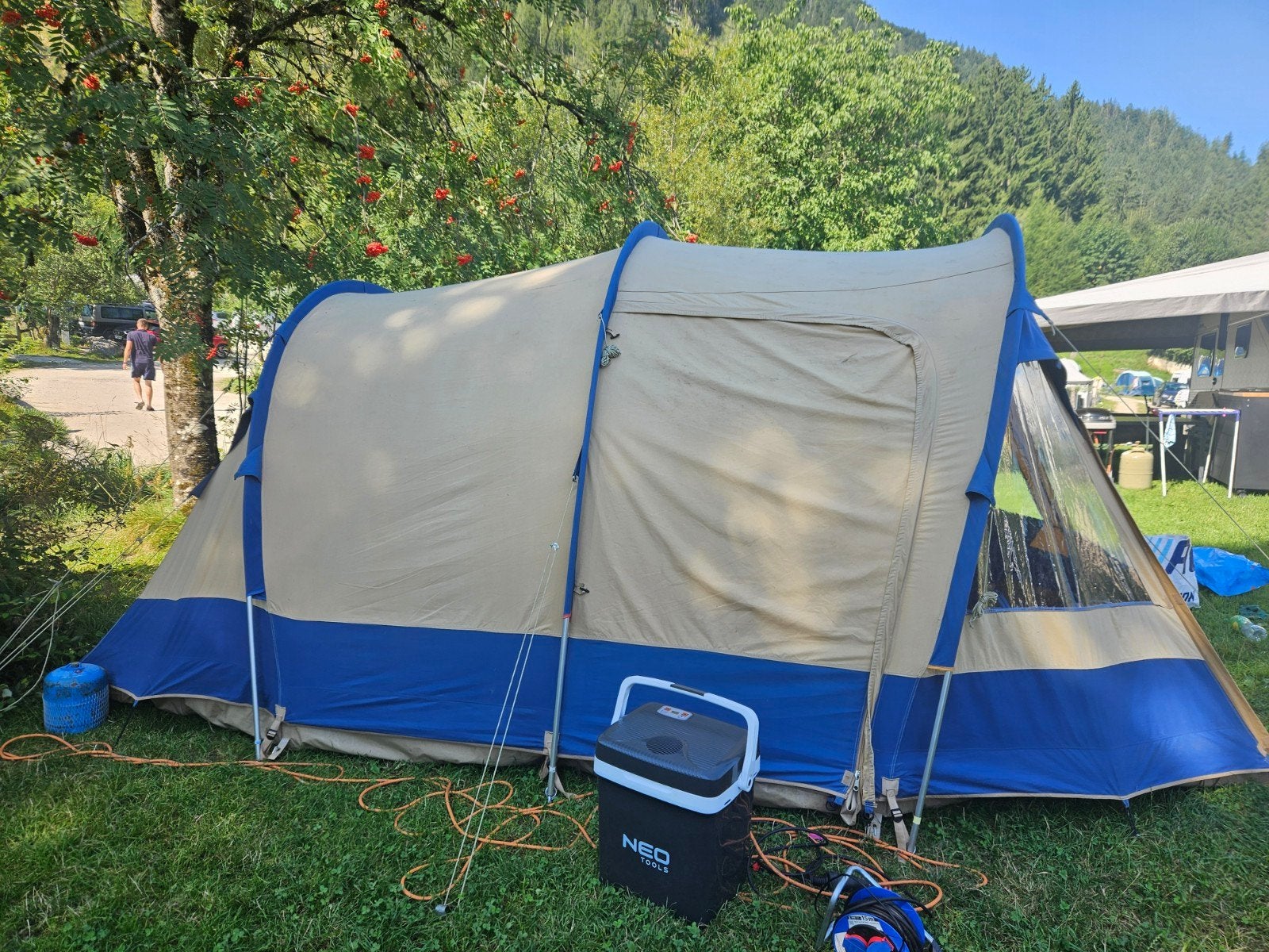 Katoenen tent Columbus 3 persoons, Caravans en Kamperen, Ophalen, Gebruikt, Tot en met 3