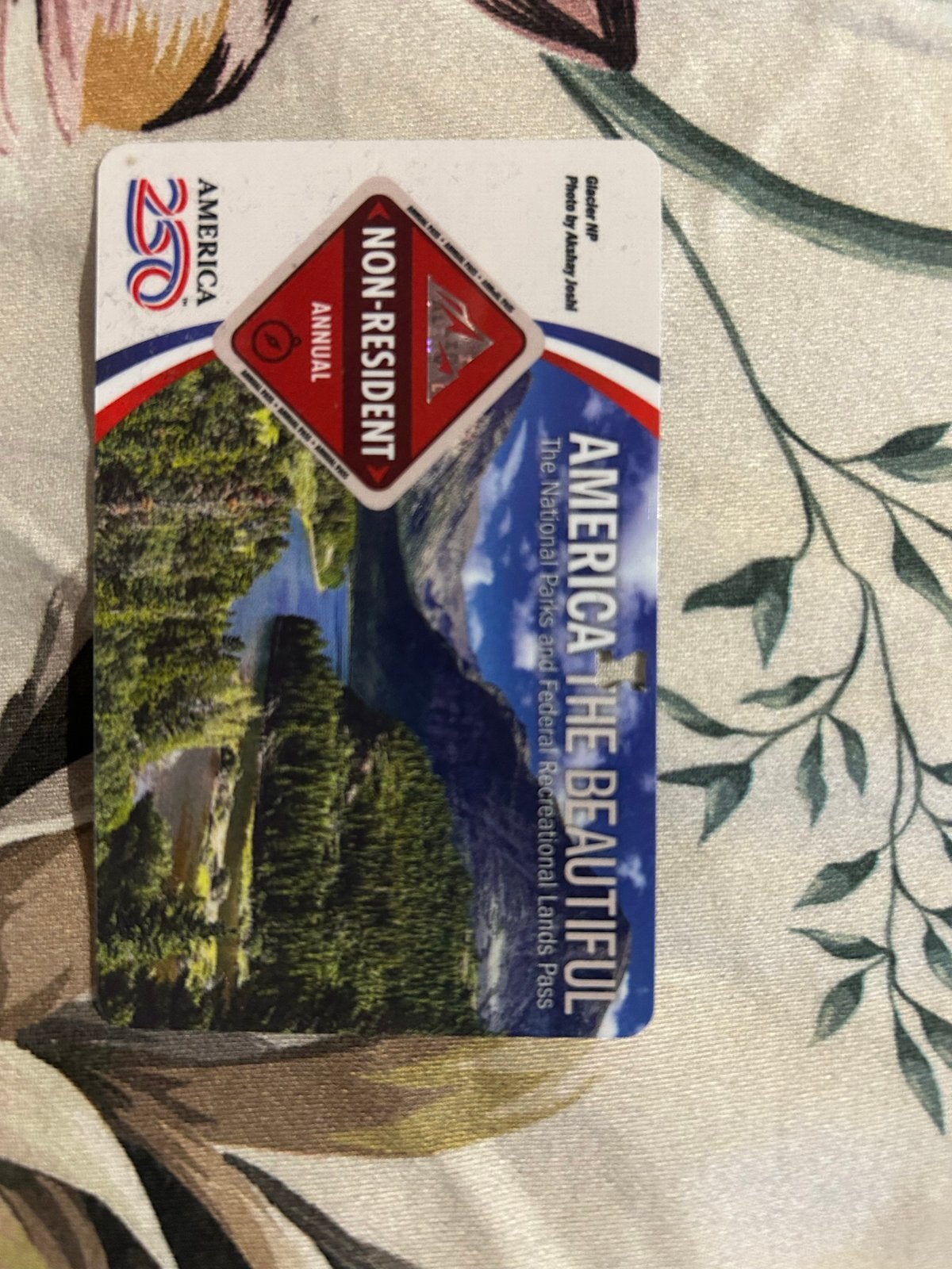 America is beautiful parkenpas, Ticket of Toegangskaart