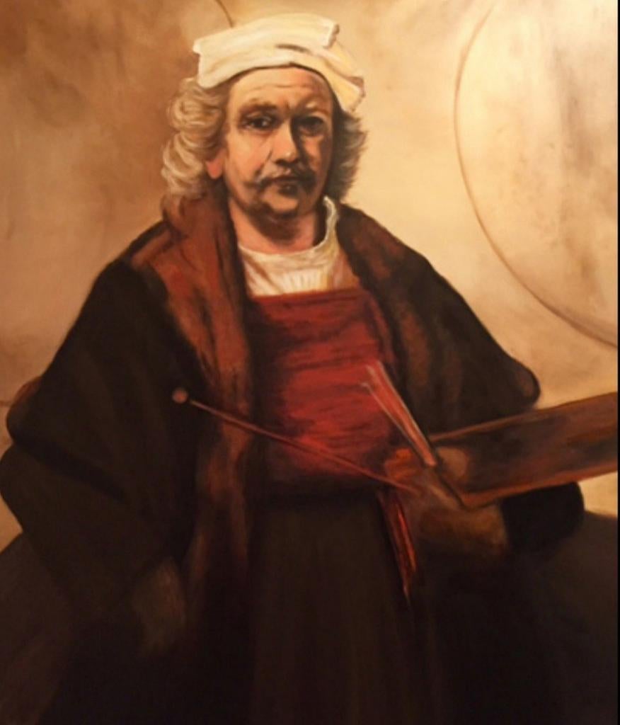 Rembrandt - cirkels zelfportret 110 x 120 cm, Antiek en Kunst, Kunst | Schilderijen | Klassiek, Ophalen