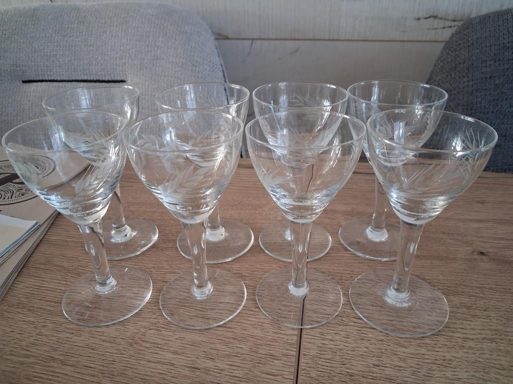 8 vintage glaasjes, Verzamelen, Ophalen of Verzenden, Borrel- of Shotglas