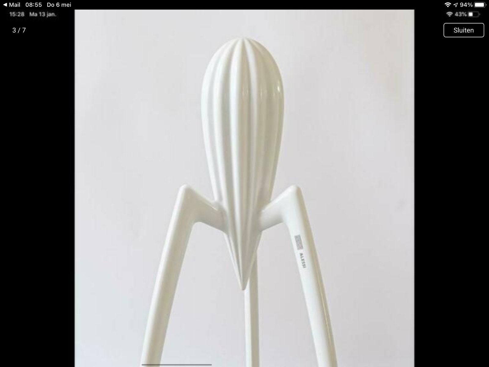 ALESSI JUICY SALIF WHITE 25 j JUBILEUM UITGAVE nieuw in doos, Ophalen of Verzenden