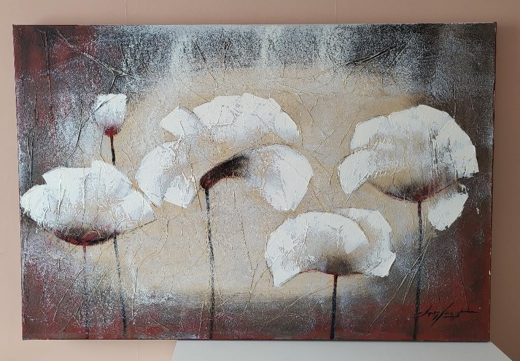 Canvas Bloemen 120 x 80, Huis en Inrichting, Woonaccessoires | Schilderijen, Tekeningen en Foto's, Ophalen, Zo goed als nieuw
