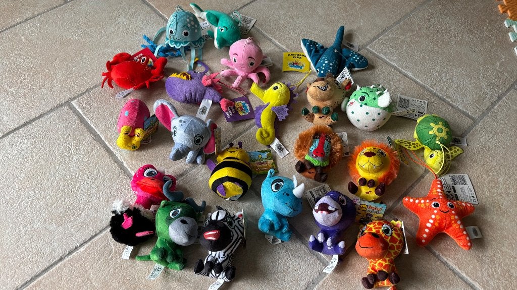 Knuffels, pluche Lidl Safari minis, Achtertuin minis, Aqua, Ophalen of Verzenden, Zo goed als nieuw, Overige typen