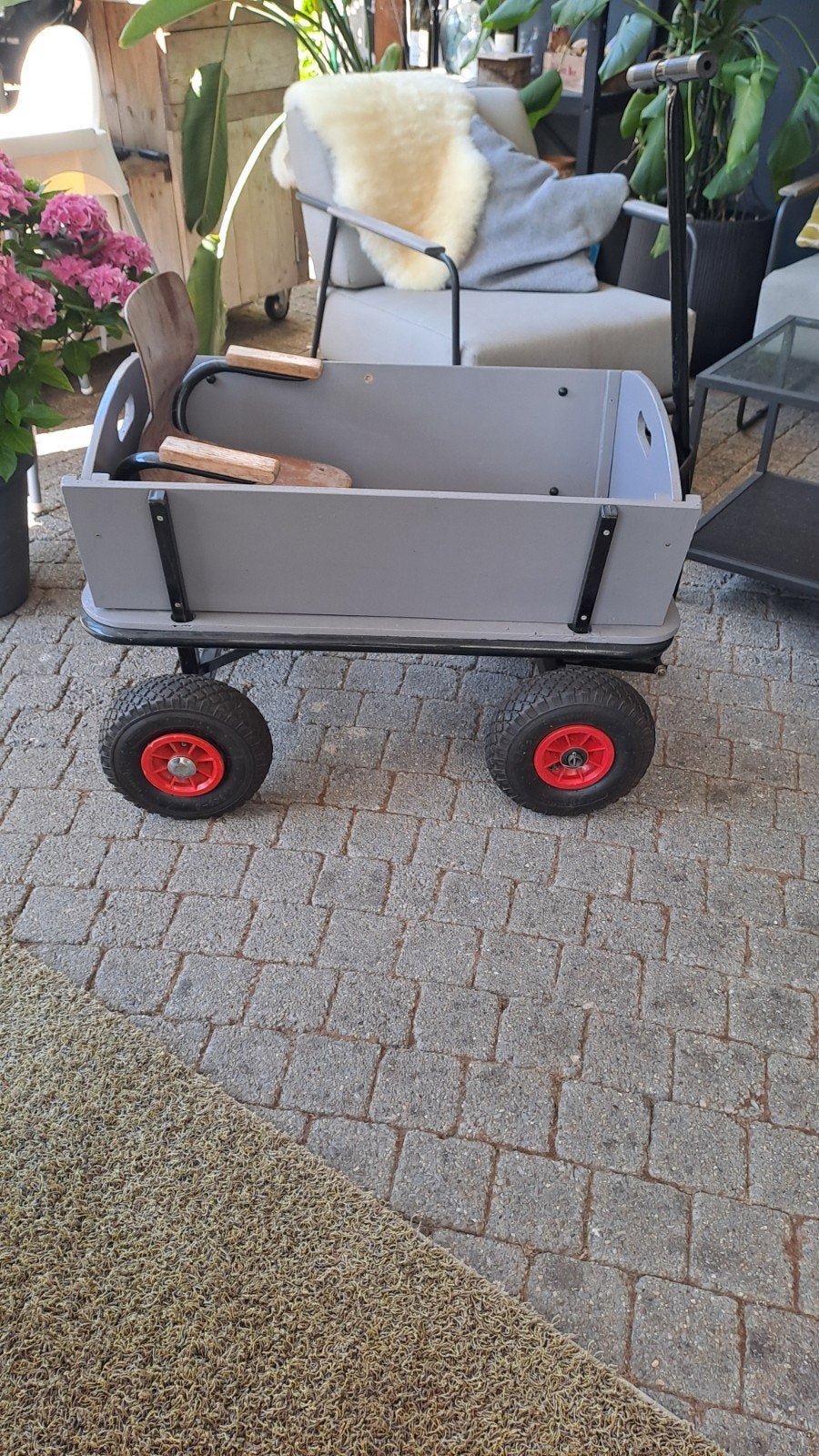 Grijze houten bolderkar met rode wielen, Caravans en Kamperen, Bolderkarren, Ophalen