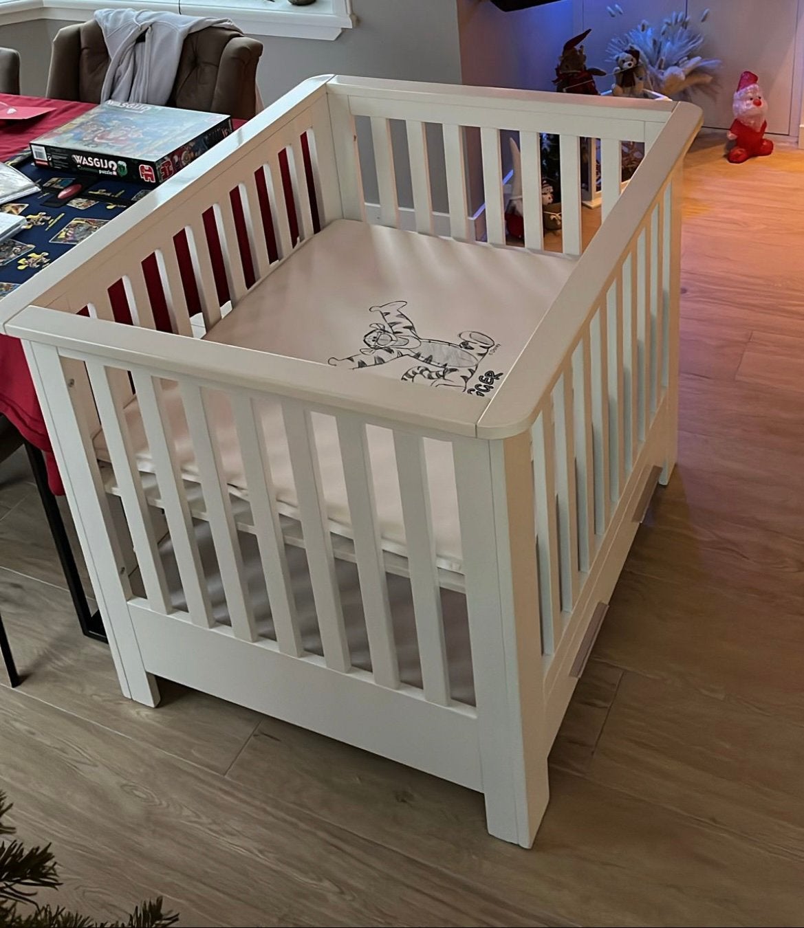 Box met lade wit hoogglans 112x80, Kinderen en Baby's, Boxen, Ophalen, Gebruikt, Rechthoekig, In hoogte verstelbaar