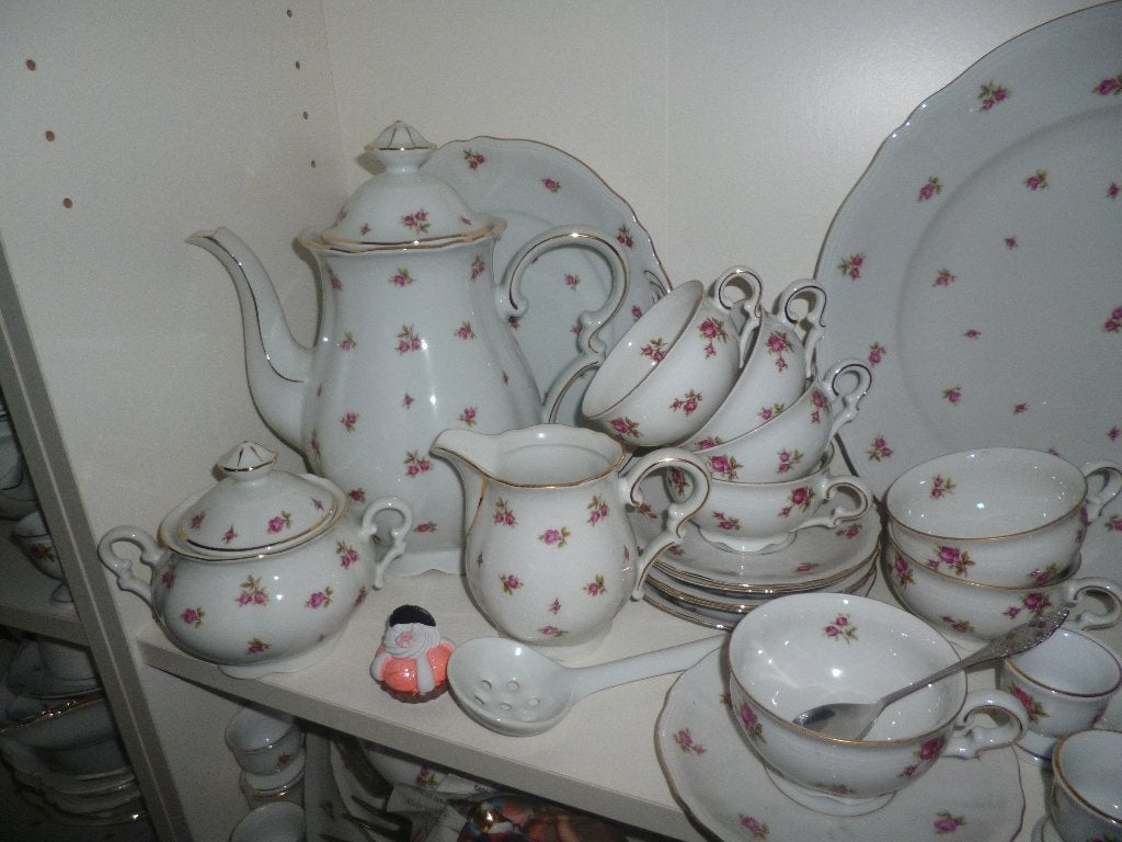 2 x Koffieservies Mitterteich Bavaria met roze roosjes, Ophalen of Verzenden