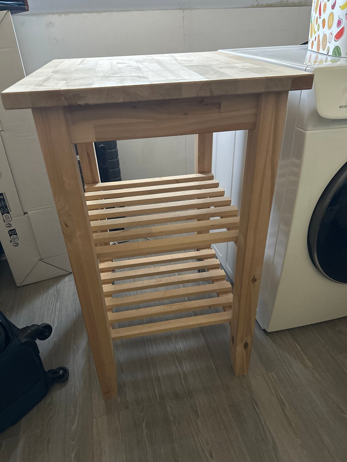 Houten keukentrolley met wielen, Huis en Inrichting, Tafels | Eettafels, Ophalen, Minder dan 50 cm, Gebruikt, 50 tot 100 cm