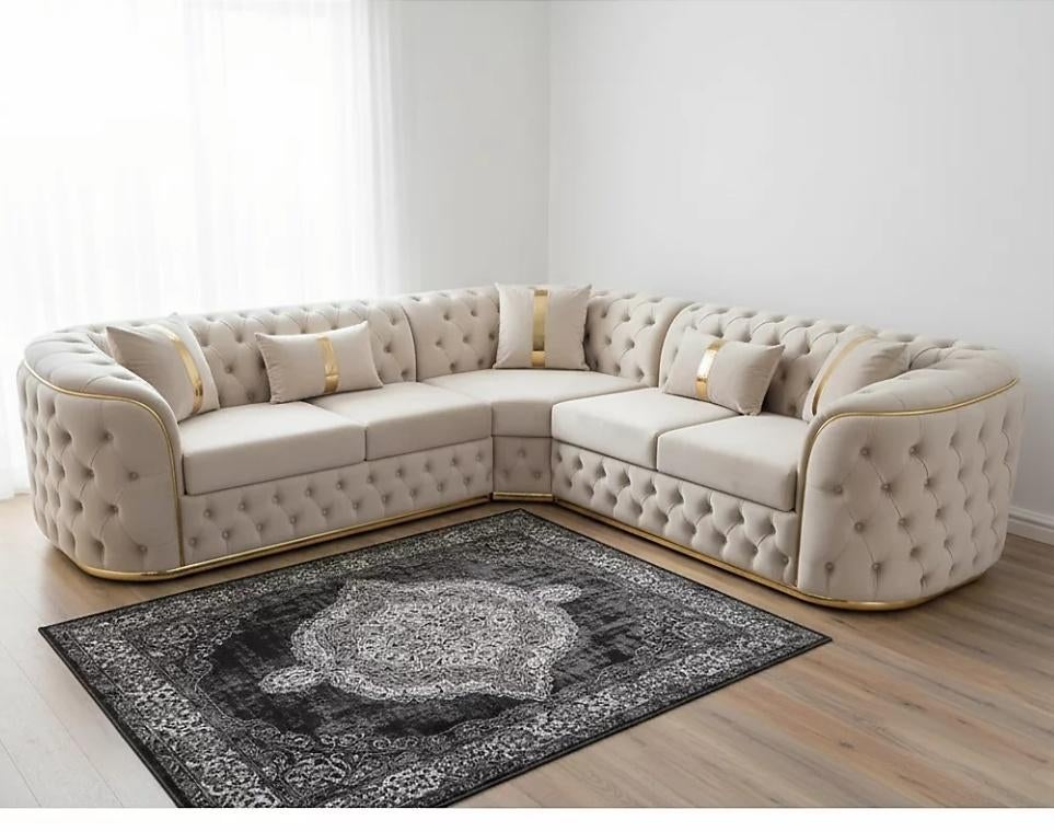 Hoekbank beige, sofa & Lounge 2,5meter, Ophalen, Hoekbank, Zo goed als nieuw, 150 cm of meer