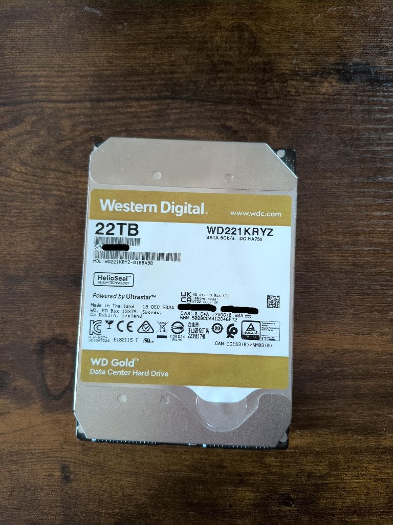 WD Gold 22TB HDD | NIEUW, Computers en Software, Harde schijven, Ophalen, Intern, Western Digital, Nieuw