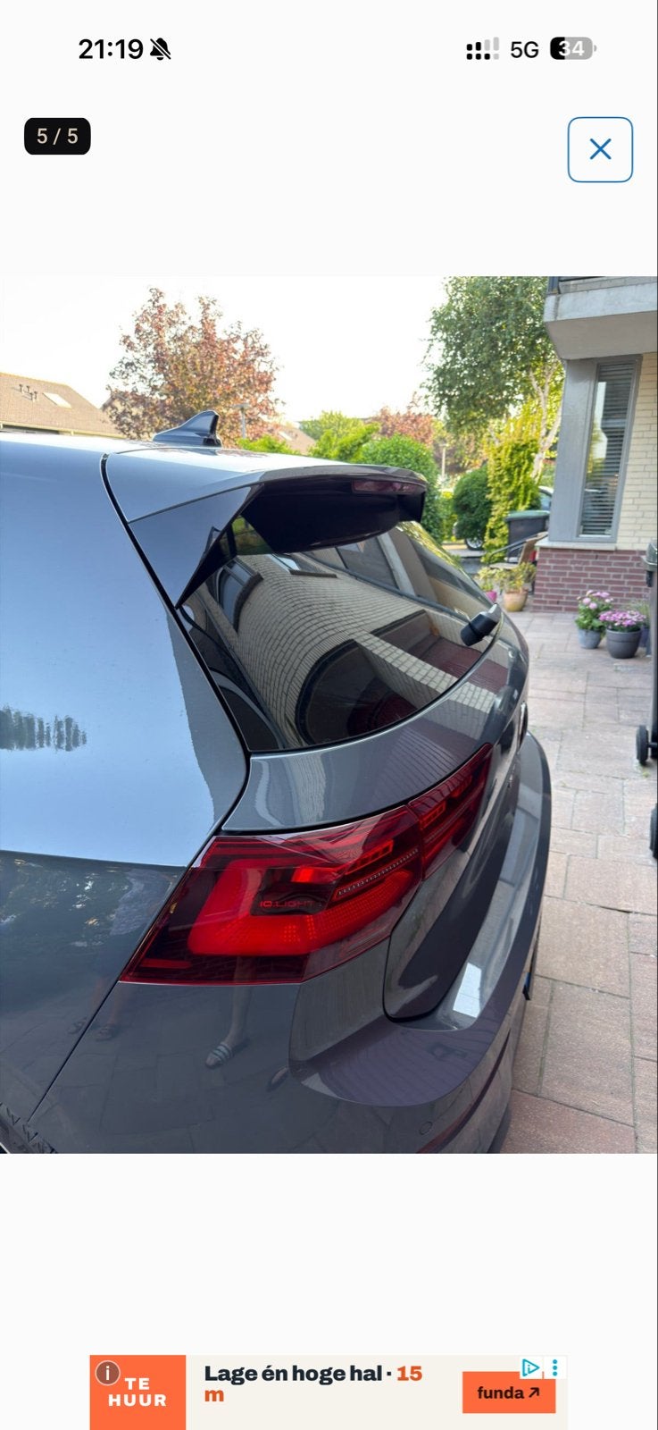 Volkswagen Golf 8 GTI dakspoiler moonstoon grijs, Ophalen