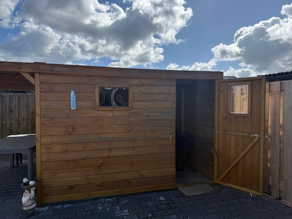 Tuinschuur met overkapping 300x300x205 cm, Tuin en Terras, Tuinhuizen, Ophalen, 200 tot 400 cm, 250 tot 500 cm, Schuur