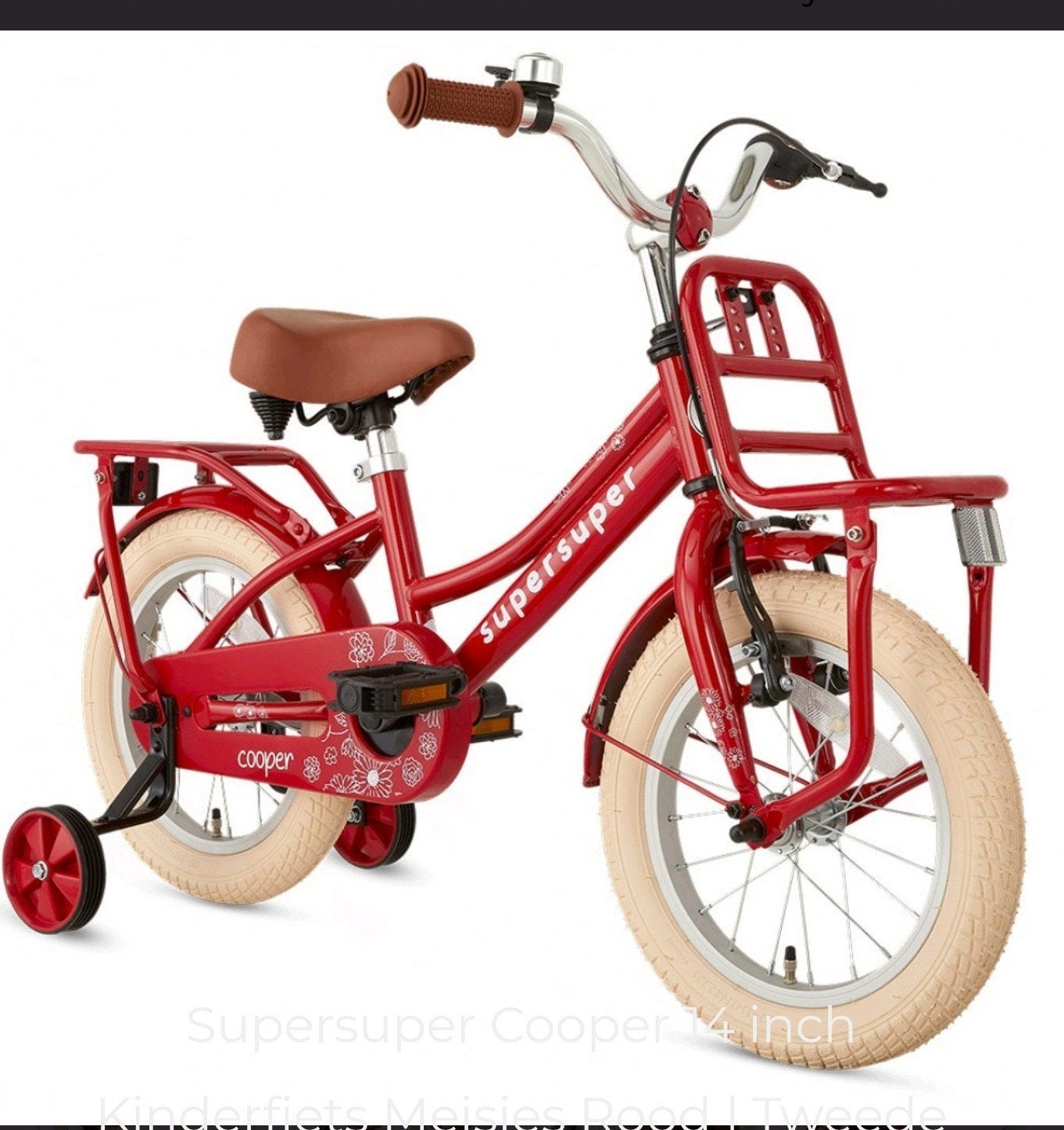 Supersuper Cooper 14 inch Kinderfiets Meisjes Rood, Fietsen en Brommers, Fietsen | Kinderfietsjes, Ophalen of Verzenden, Zo goed als nieuw