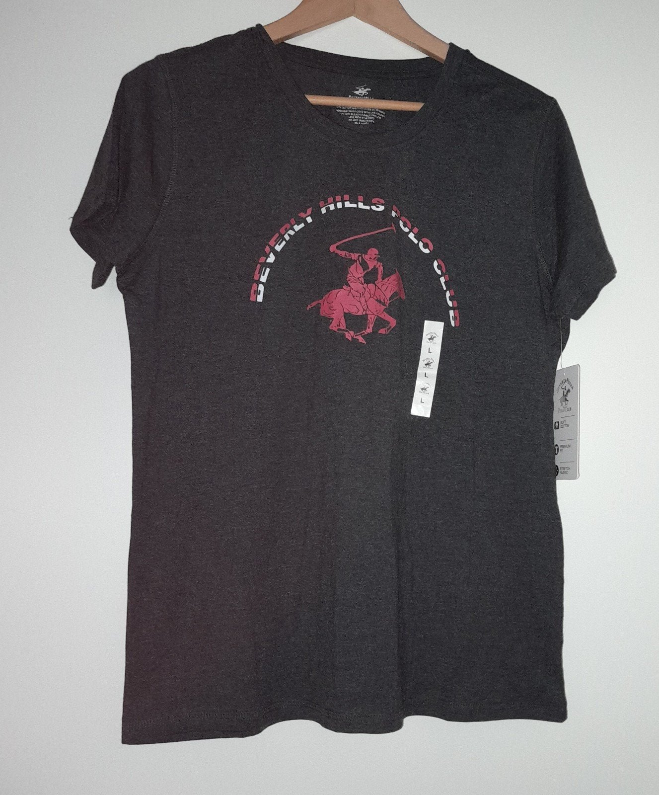 Nieuw Beverly Hills Polo Club T-shirt - Donkergrijs, Maat 42/44 (L), Nieuw, Ophalen of Verzenden, Korte mouw