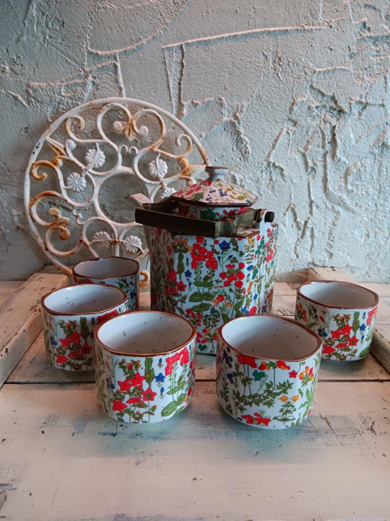 Vintage theepot met kommen, Antiek en Kunst, Antiek | Servies los, Ophalen of Verzenden