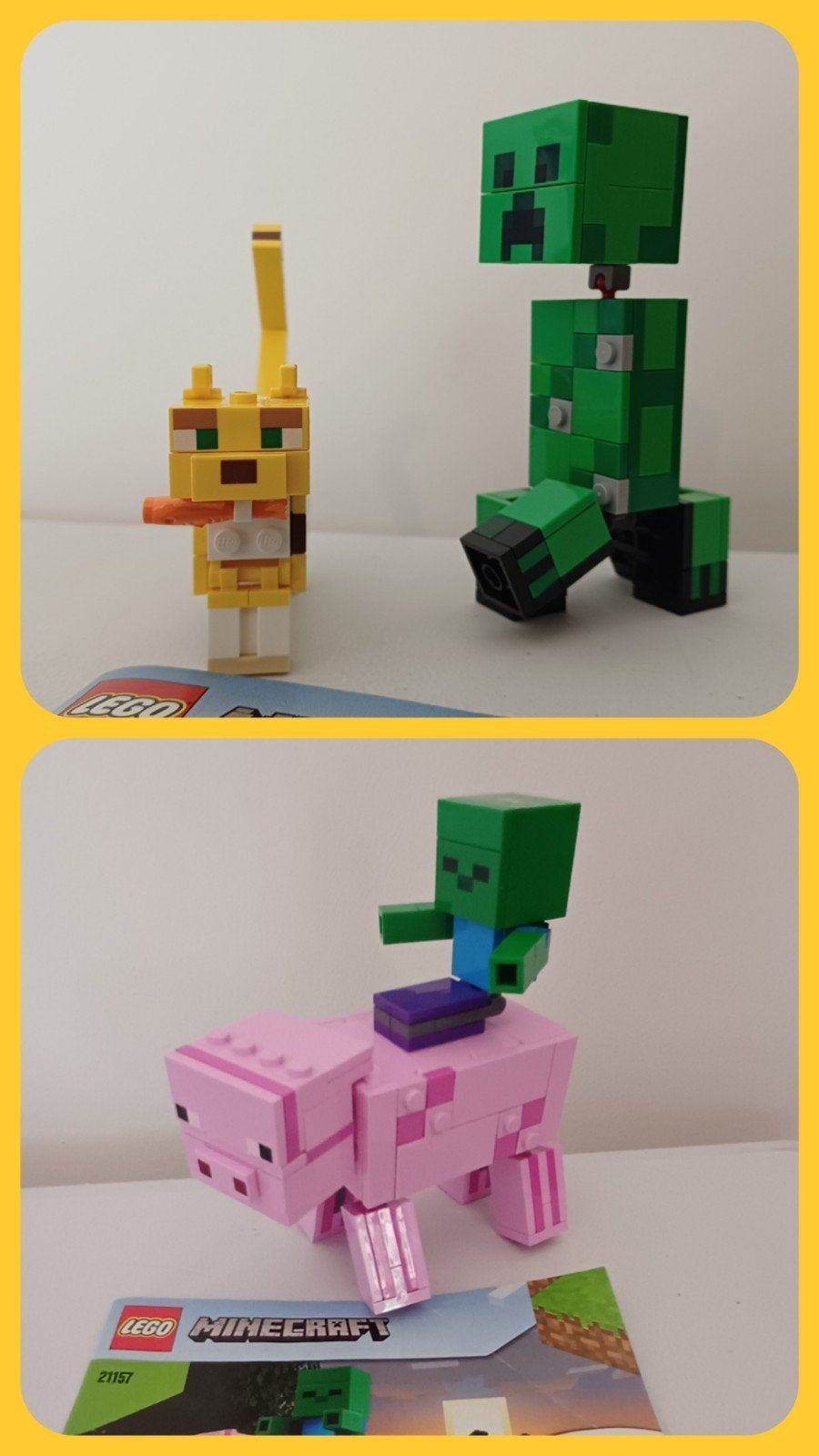 2 Lego Minecraft sets 21156 Creeper en 21157 Varken compleet, Ophalen of Verzenden, Zo goed als nieuw
