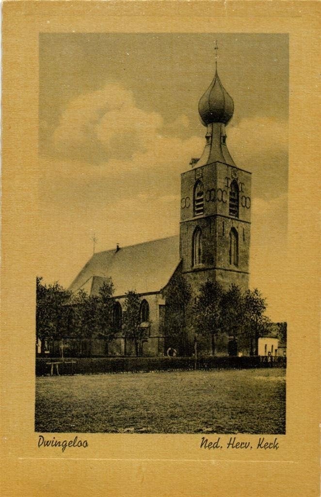 Dwingeloo - Ned. Herv. Kerk - gelopen, Verzamelen, Ansichtkaarten | Nederland, Gelopen, Friesland, 1940 tot 1960, Ophalen of Verzenden