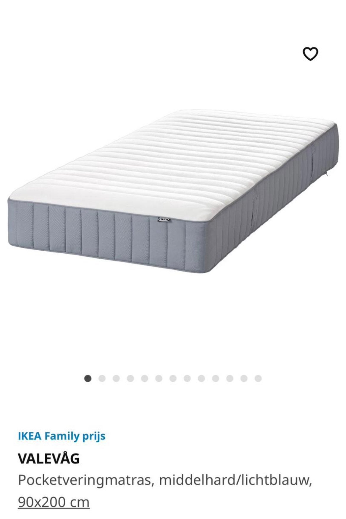 VALEVÅG pocket spring mattress (medium-firm, light blue), Huis en Inrichting, Slaapkamer | Matrassen en Bedbodems, Ophalen, 90 cm