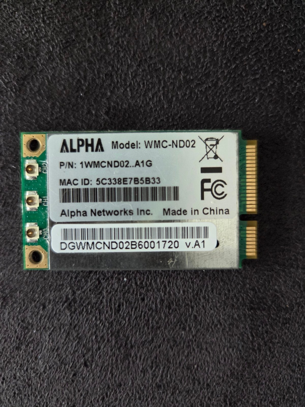 voor o.a. Sonos: Alpha Networks WMC-ND02 802.11a/n PCIE Mini, Ophalen of Verzenden, Gebruikt, Intern, Alpha Networks
