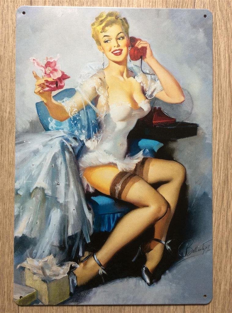 Gil ELVGREN Stijl Pin Up girl 50s metalen wandbord, Verzenden, Overige typen