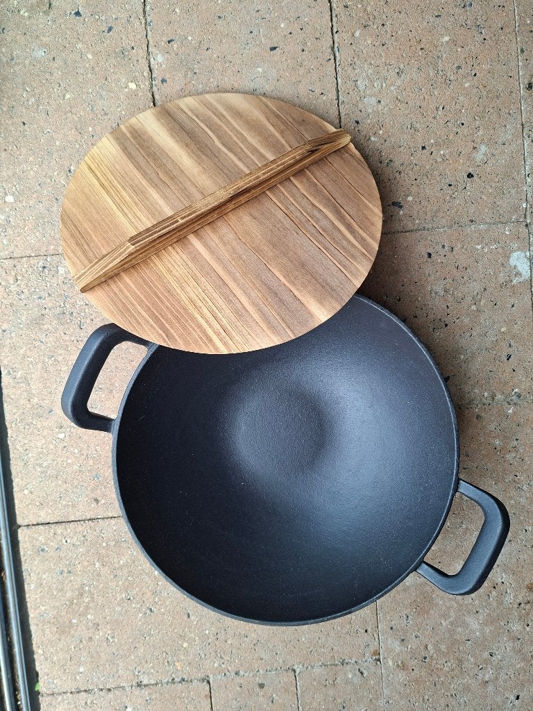 Gietijzeren Wok, Ophalen, Gietijzer, Met deksel, Nieuw