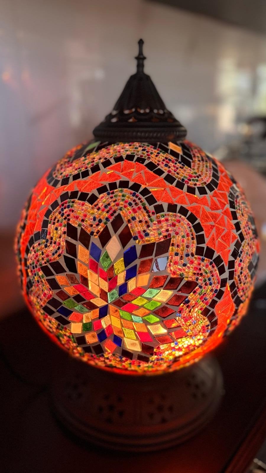 Oosterse Mozaïek Hanglamp - 26 cm, Ophalen of Verzenden, Nieuw, Glas, Oosters, Mozaïek