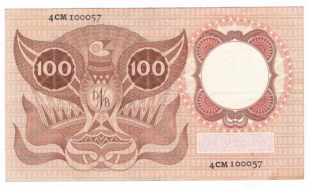 100 gulden 2 februari 1953 Erasmus Replacement, Verzenden, 100 gulden, Los biljet