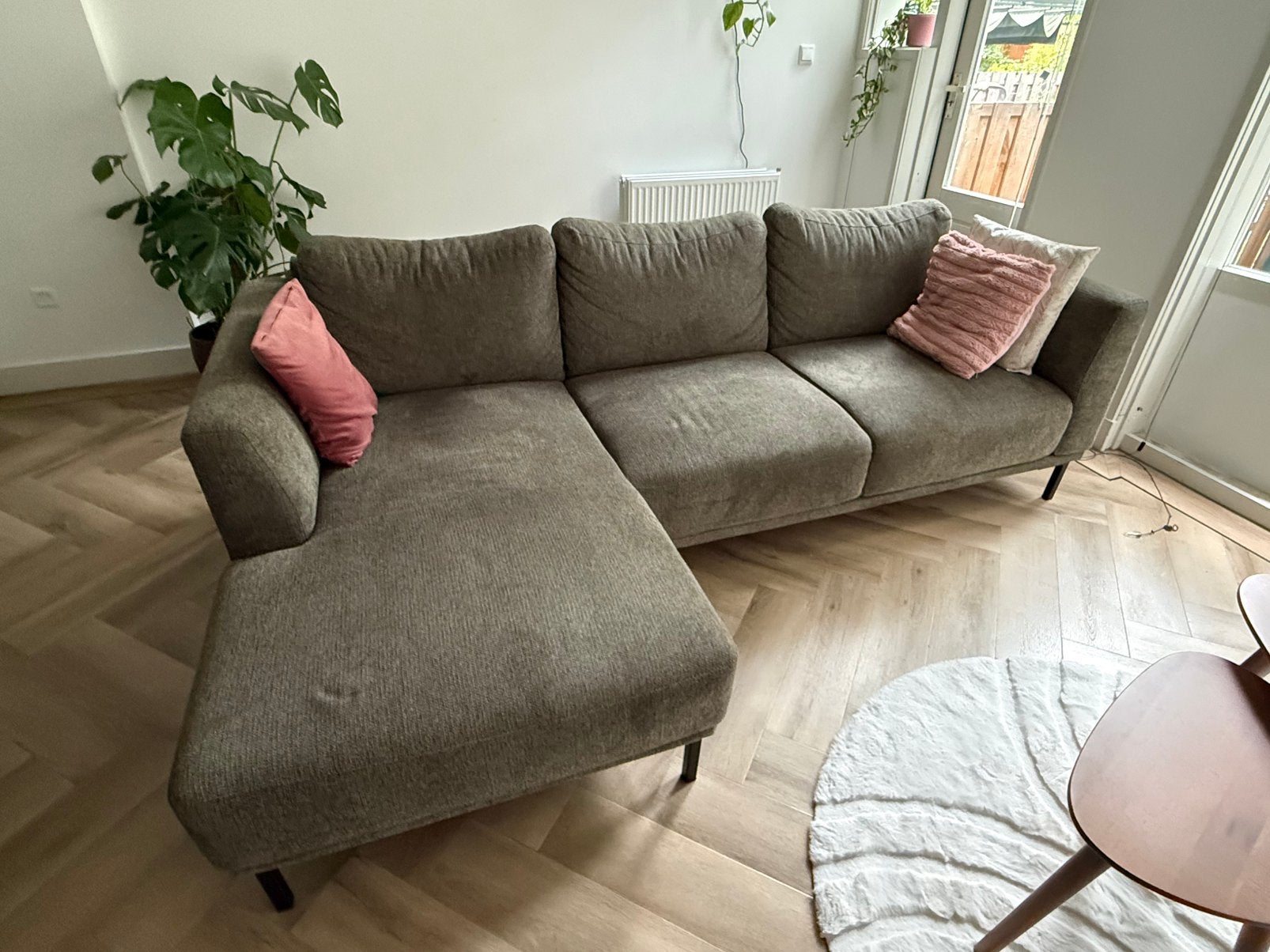Hoekbank woonexpress (groen), Huis en Inrichting, 125 tot 150 cm, Hoekbank, Driepersoons, Ophalen of Verzenden